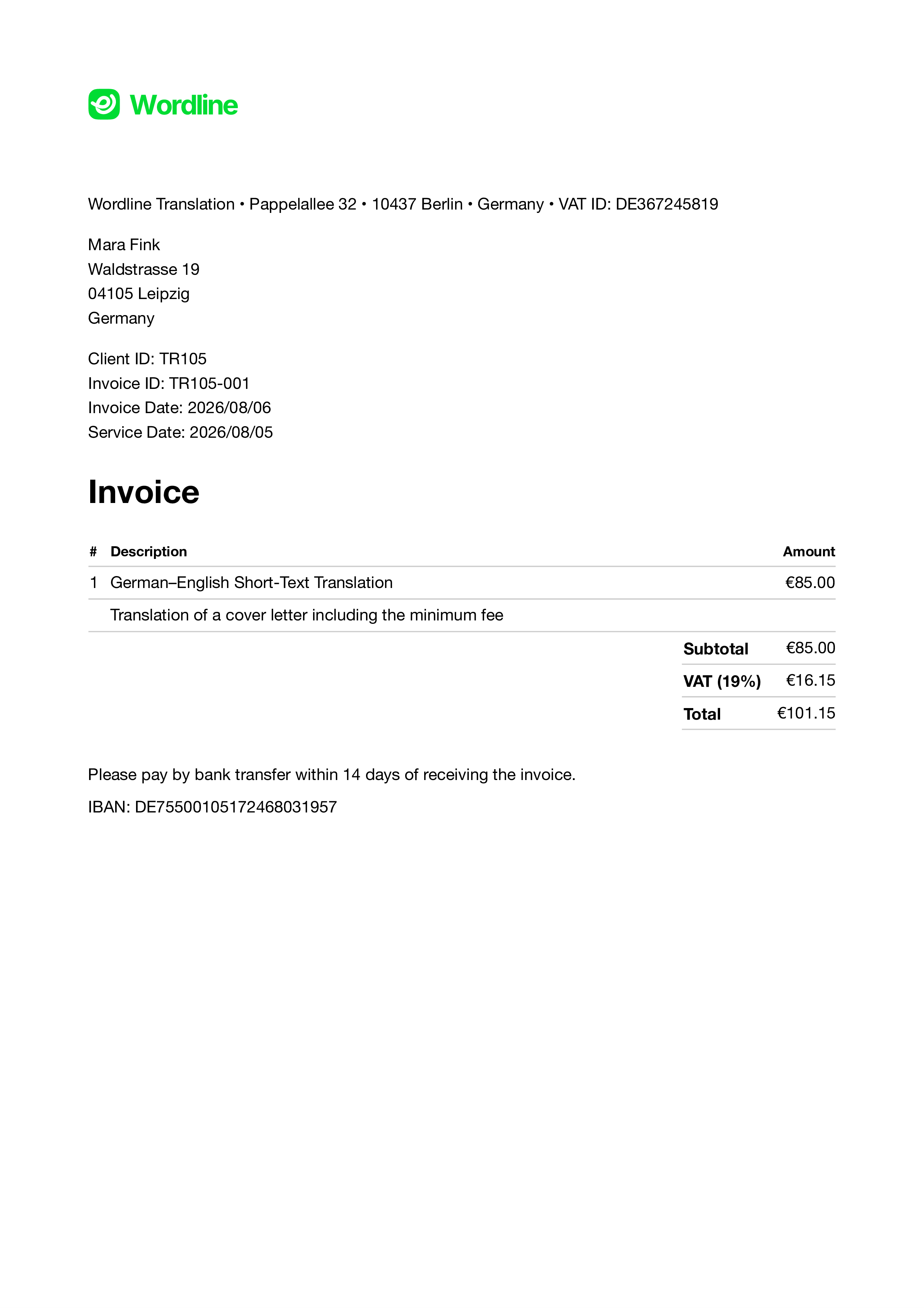 Minimum fee