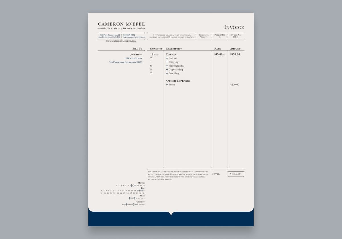 Invoice design by Cameron McEfee