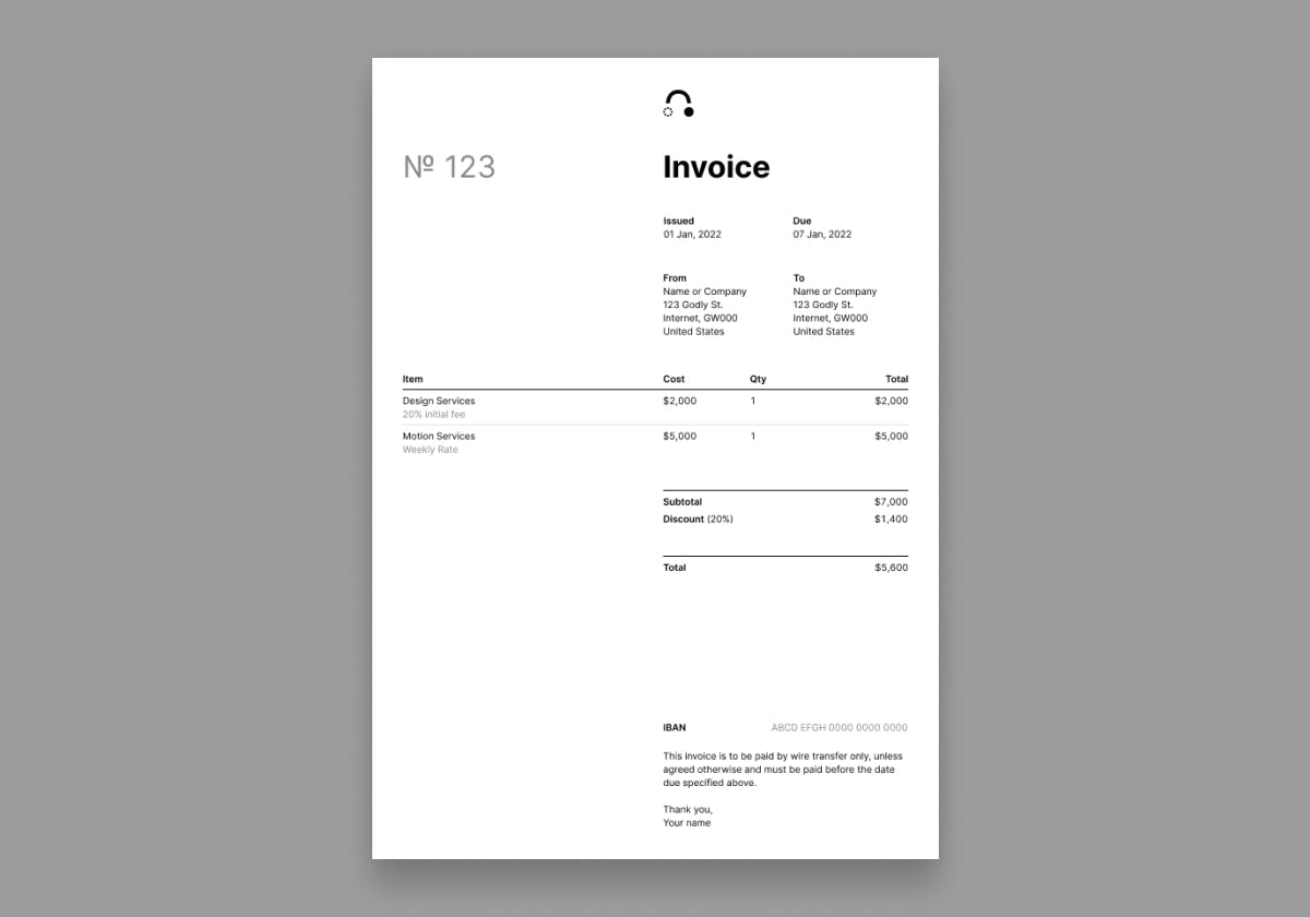 Invoice design by Daryl Ginn