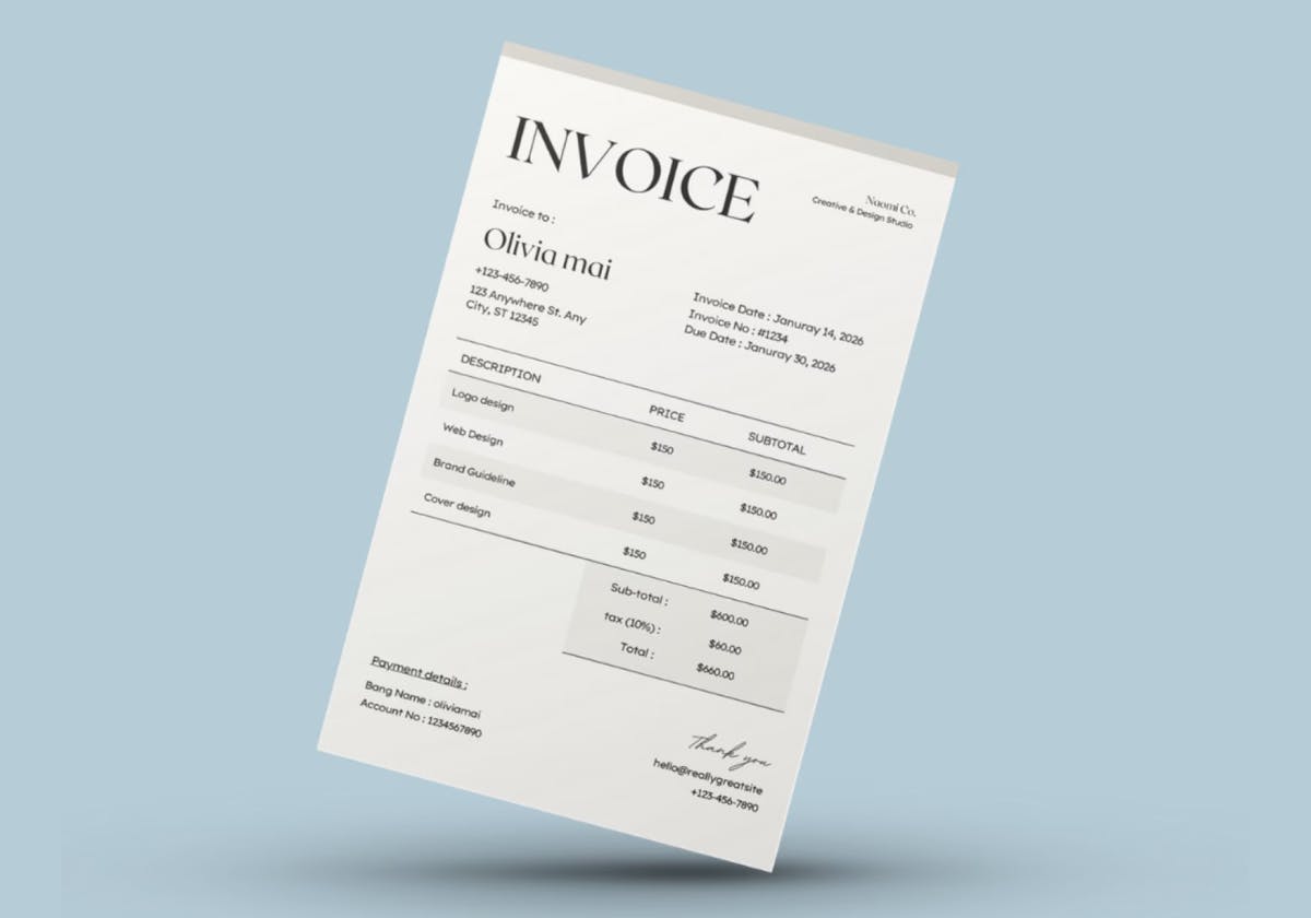 Invoice design by ModernPicassoDIY