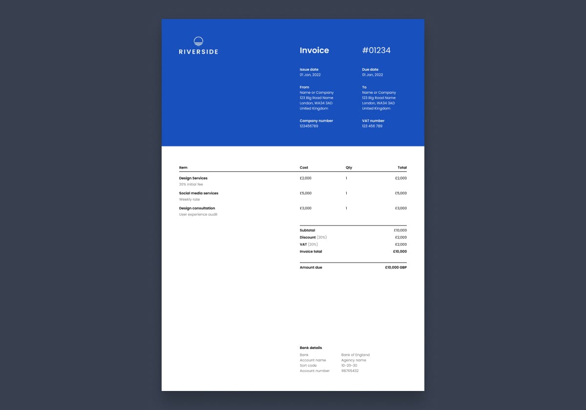Invoice design by Pete Avey
