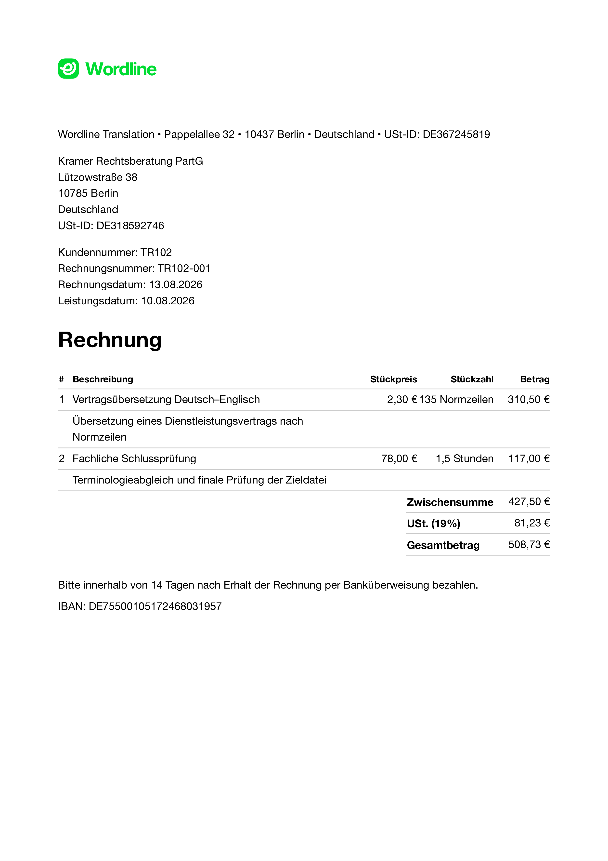 Vertragsübersetzung