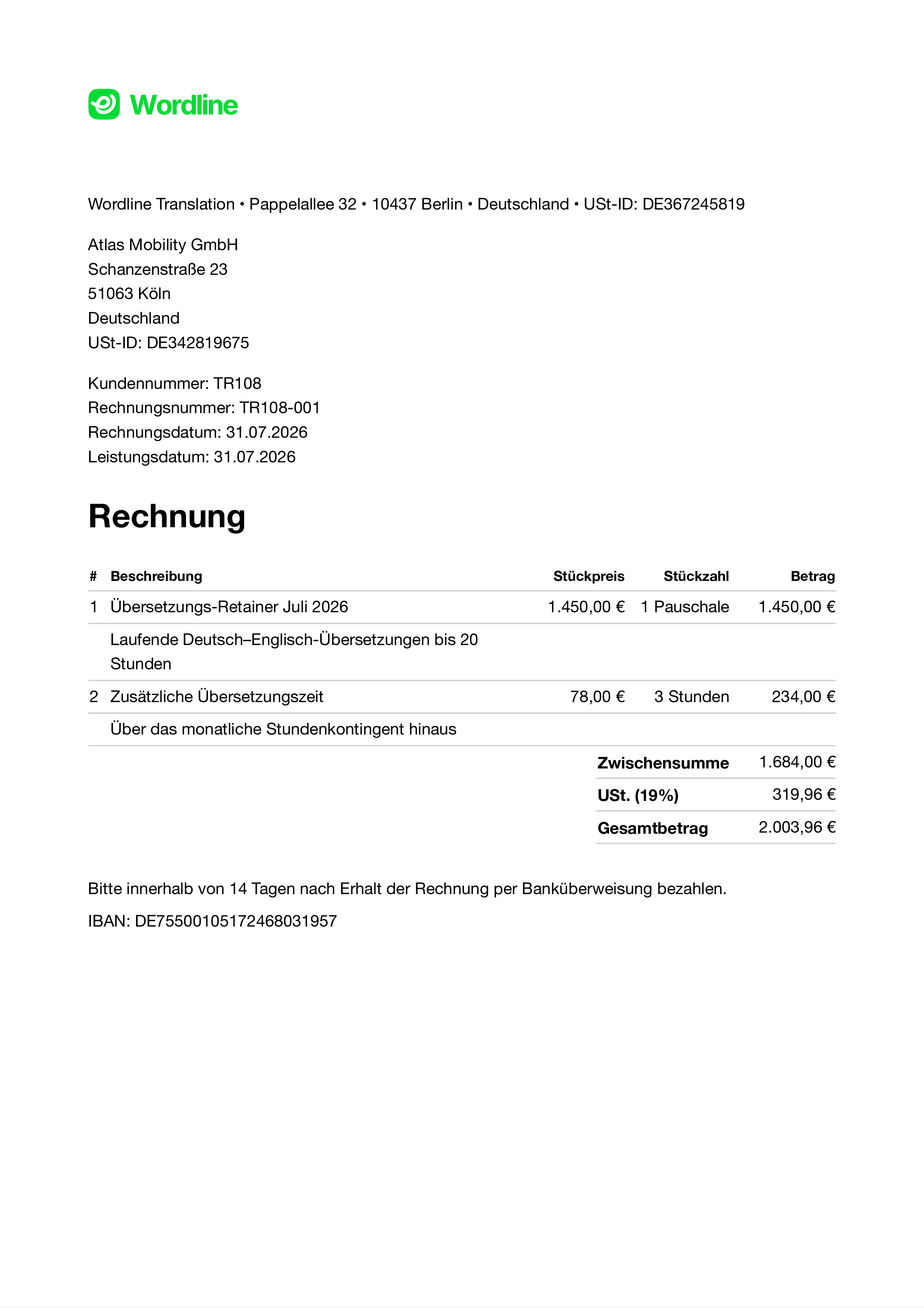 Monatlicher Retainer