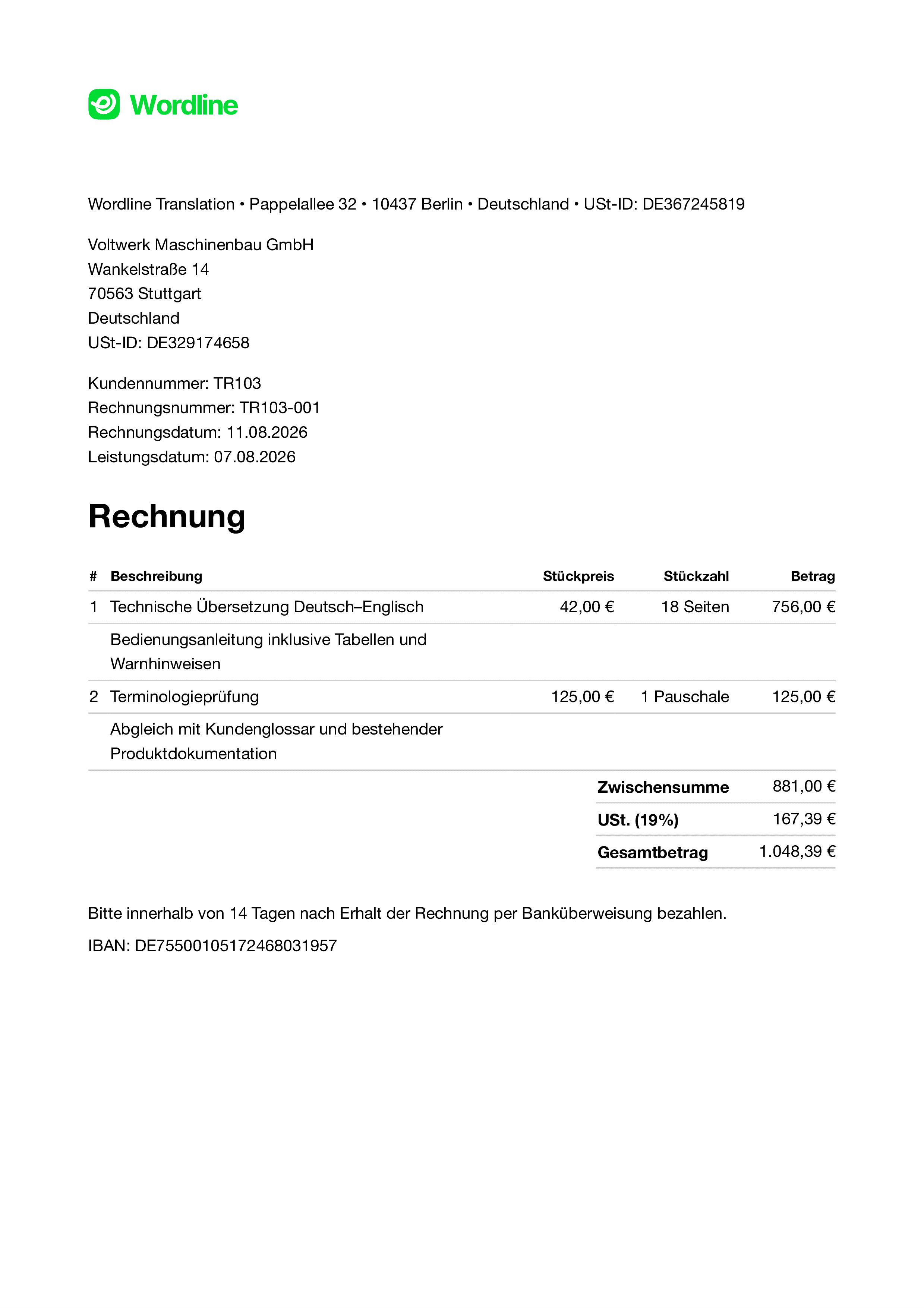Technische Übersetzung