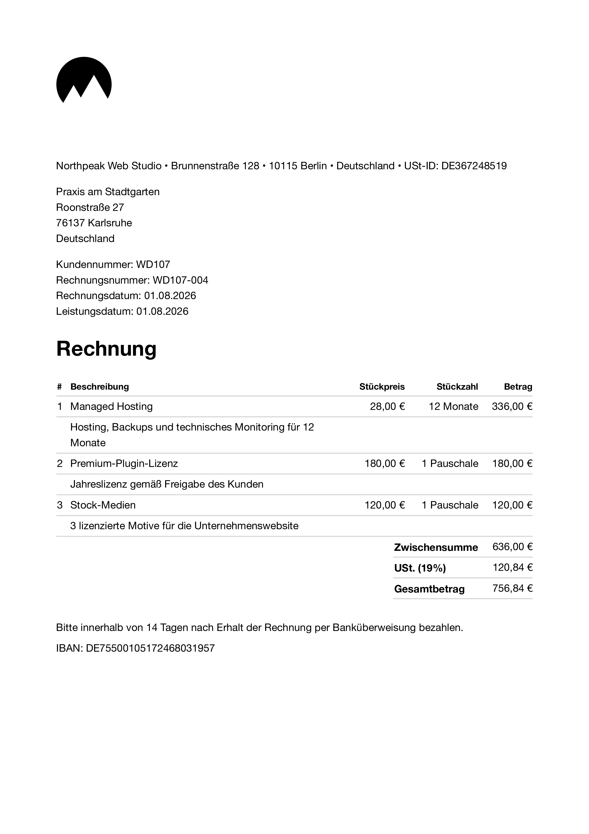 Hosting und Fremdkosten