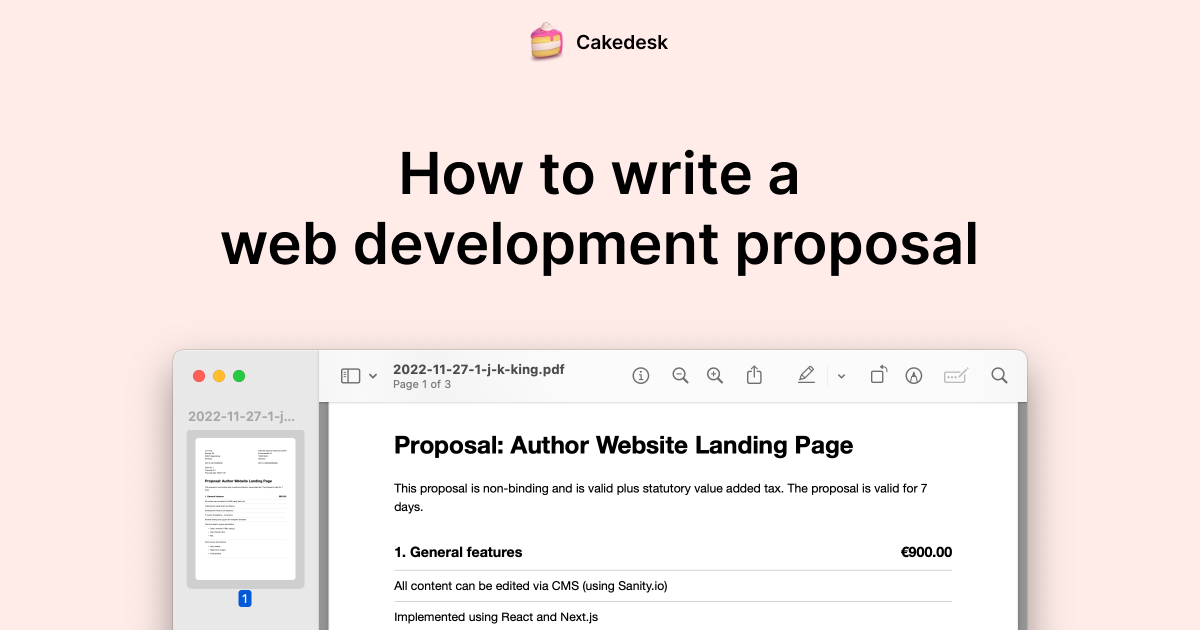 How to write a web development proposal – Cakedesk