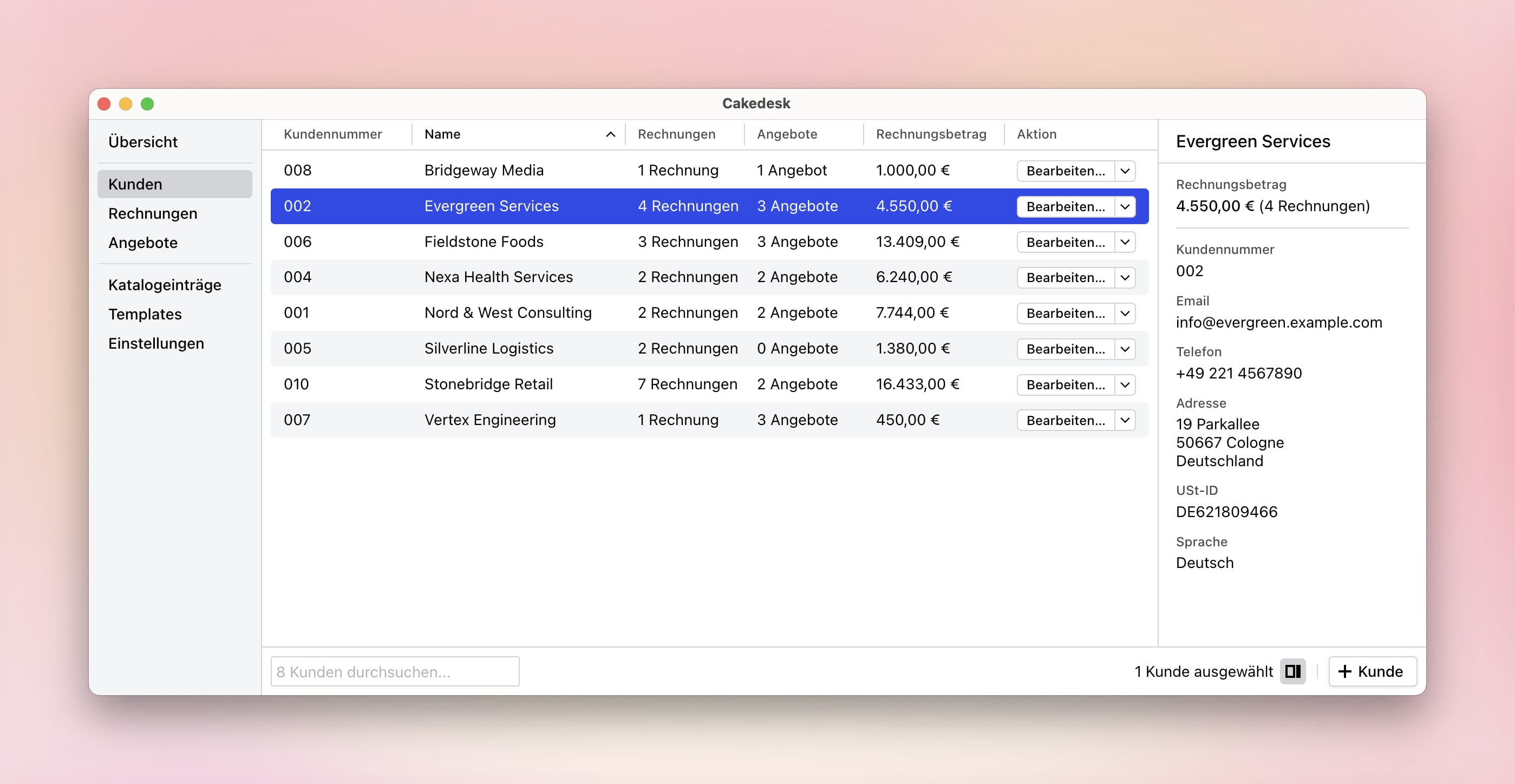 Kundenverwaltung in Cakedesk: Alle Kundendaten und Dokumente an einem Ort